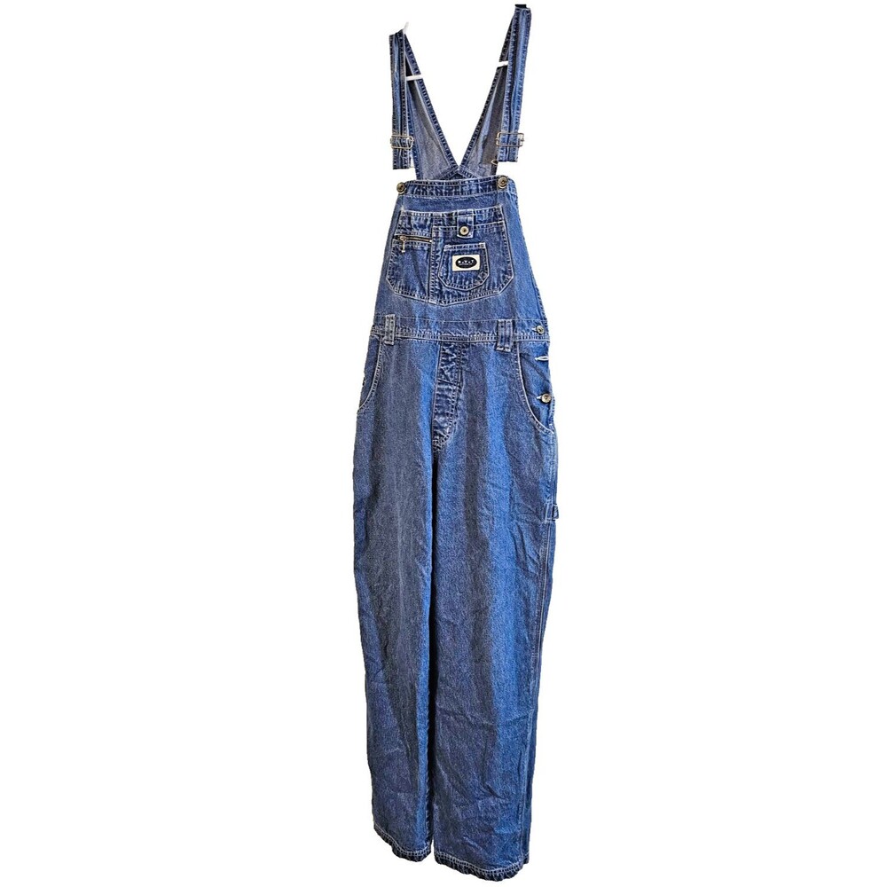 Vintage R.V.T Women’s Blue Denim Cotton Overalls Size M Adjustable Strap Pockets
